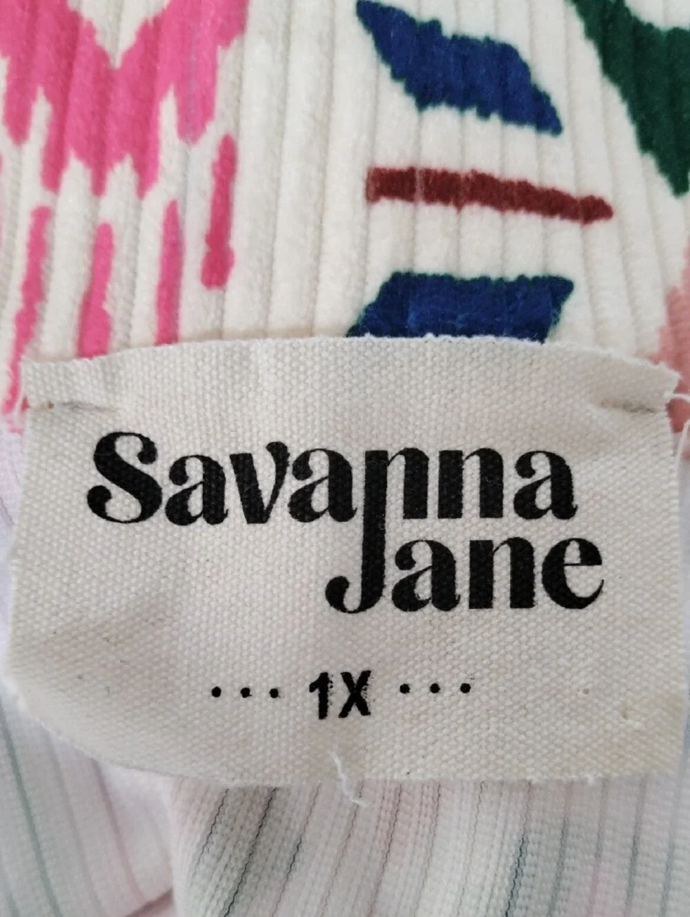 H195 Savanna Jane geometric print pink & teal wide wale corduroy jacket 1X NEW